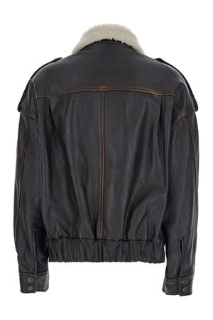 Brown leather bomber jacket SEMI COUTURE | Y5WT24U890